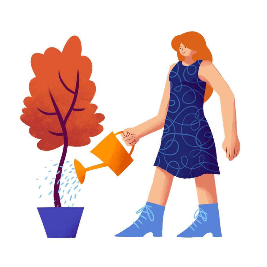Woman water plant illustration