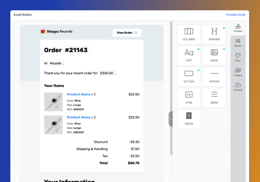 Send Custom Receipts