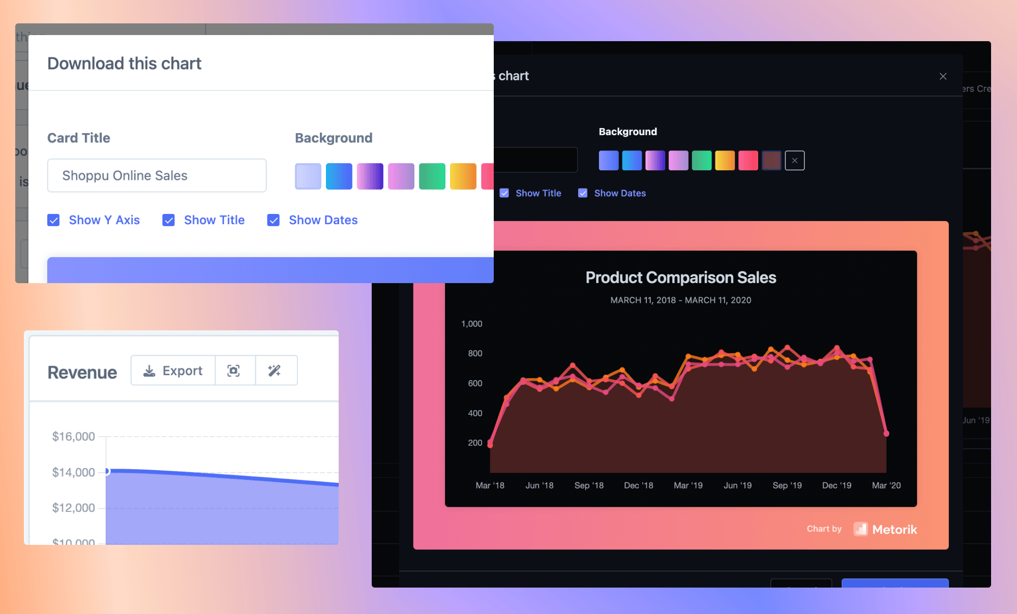 Share your store reports with chart exporting & downloading