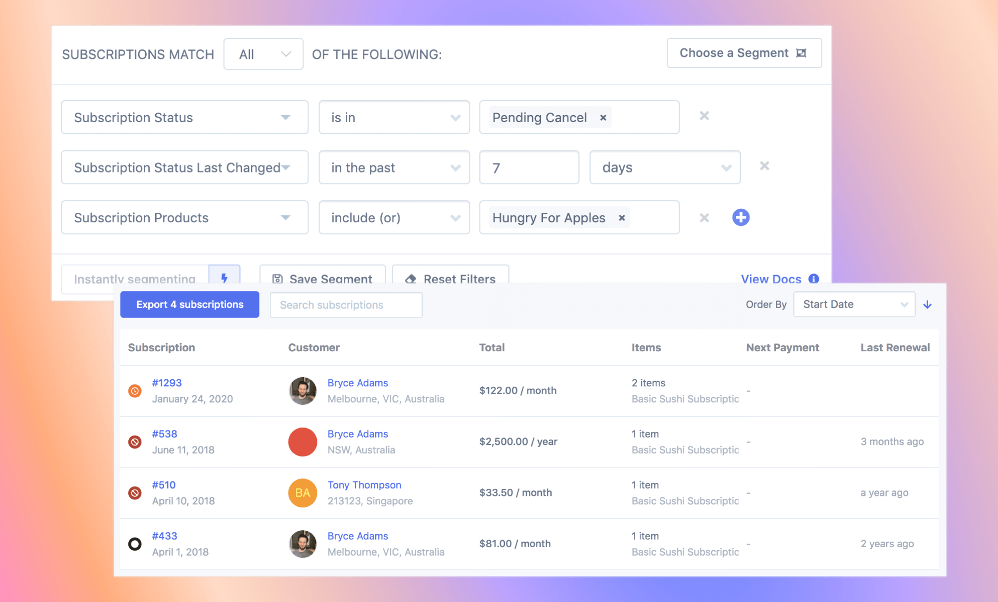 Segment your subscriptions and see them like never before